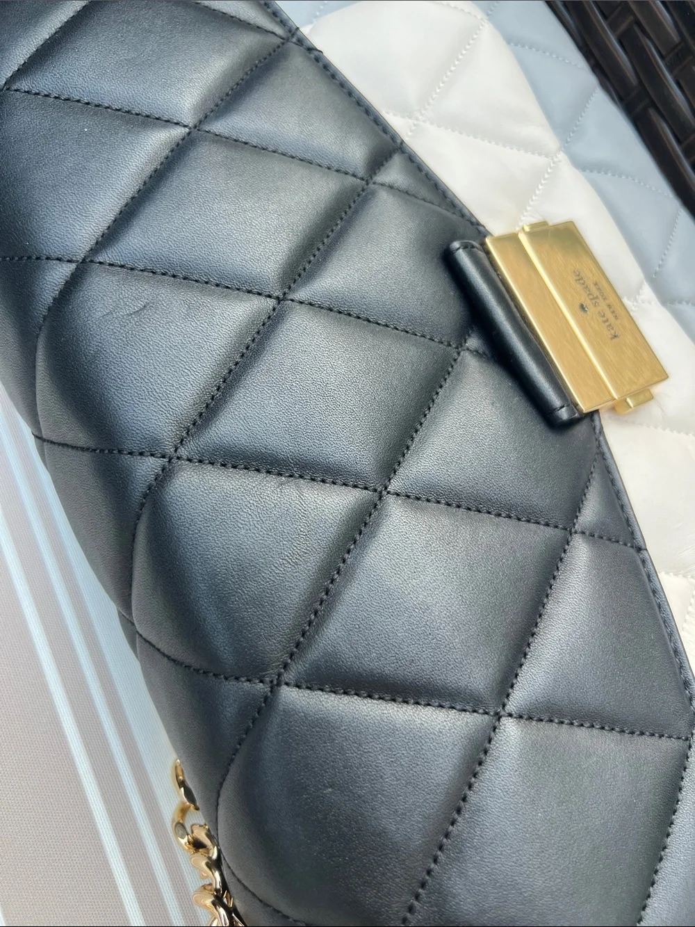 kate spade Two-Tone Quilted Crossbody Bag in Black, Cream, Gray